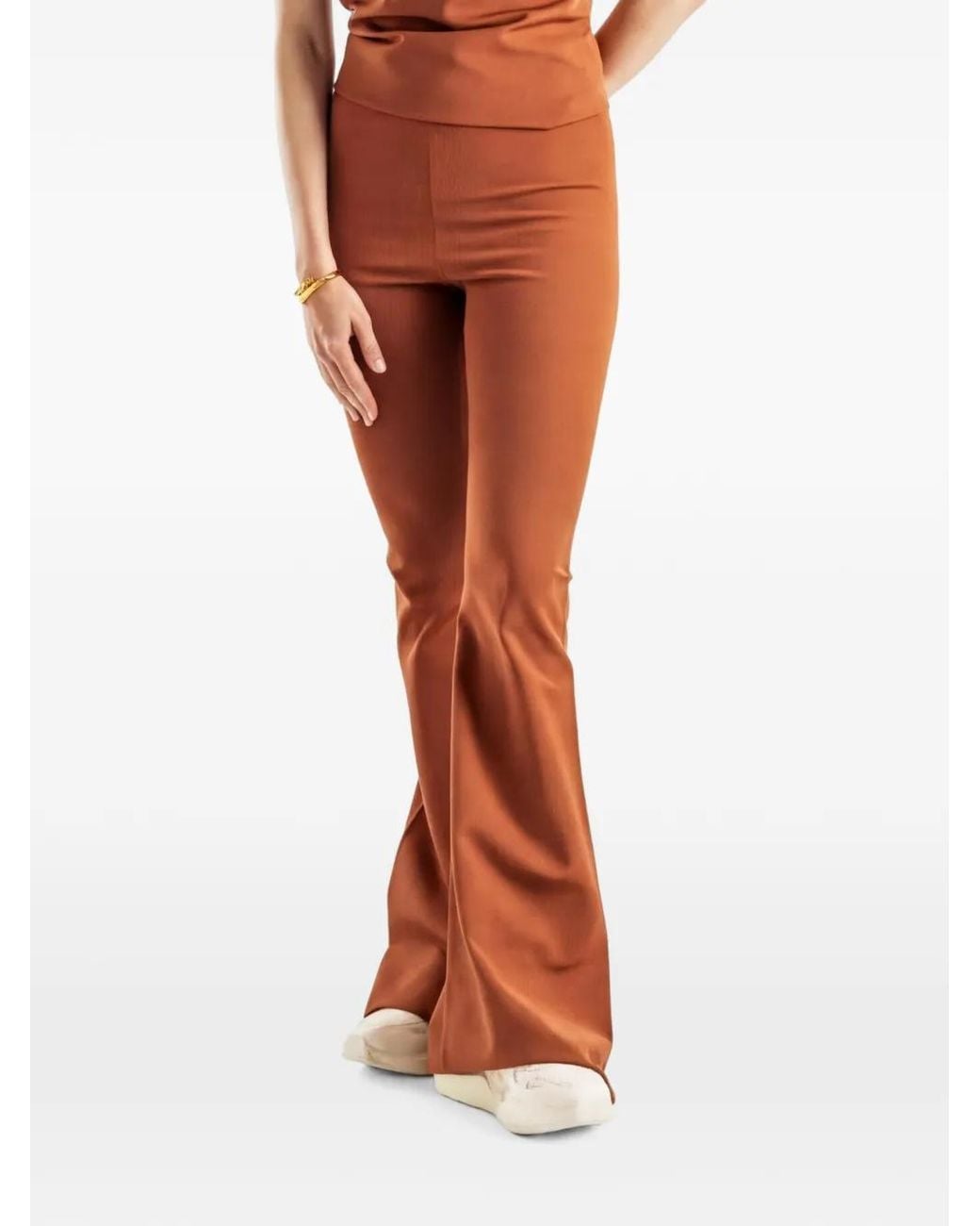 Rick Owens Brown Fine-Knit Flared Trousers