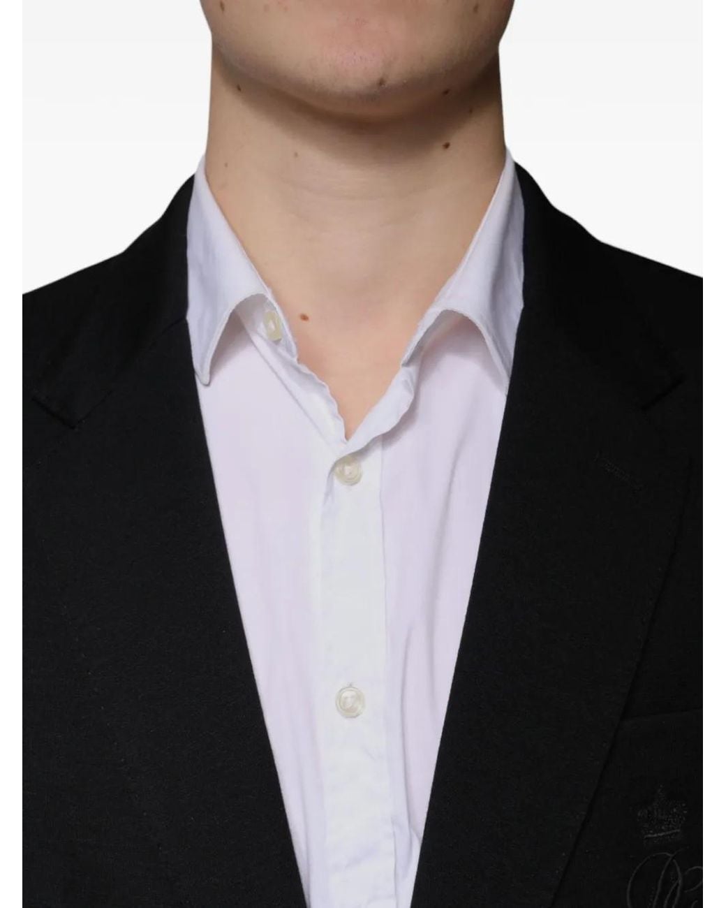 Dolce & Gabbana Black Embroidered Single-Breasted Blazer for men