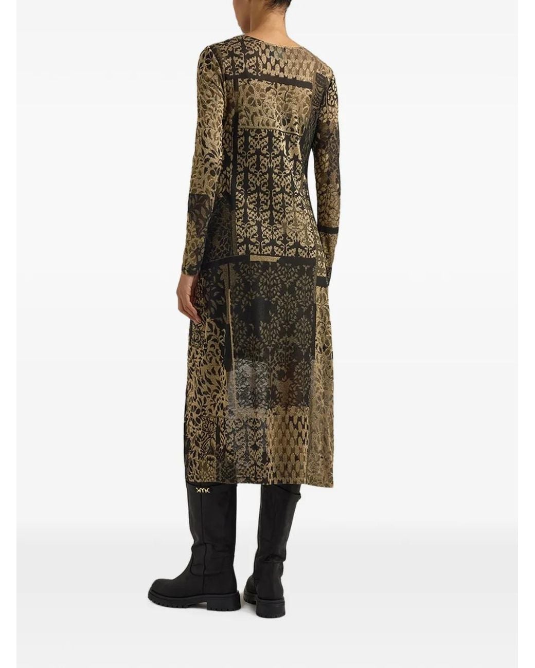 Momoní Green Brina Draped Jacquard Midi Dress