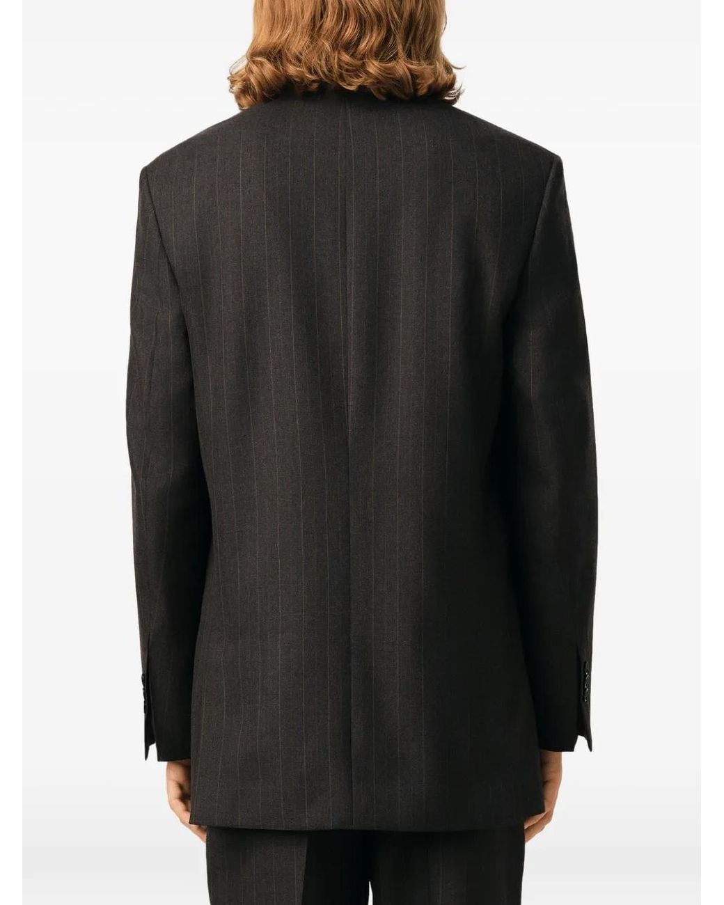 AMI Black Double Breasted Striped Wool Blazer for men