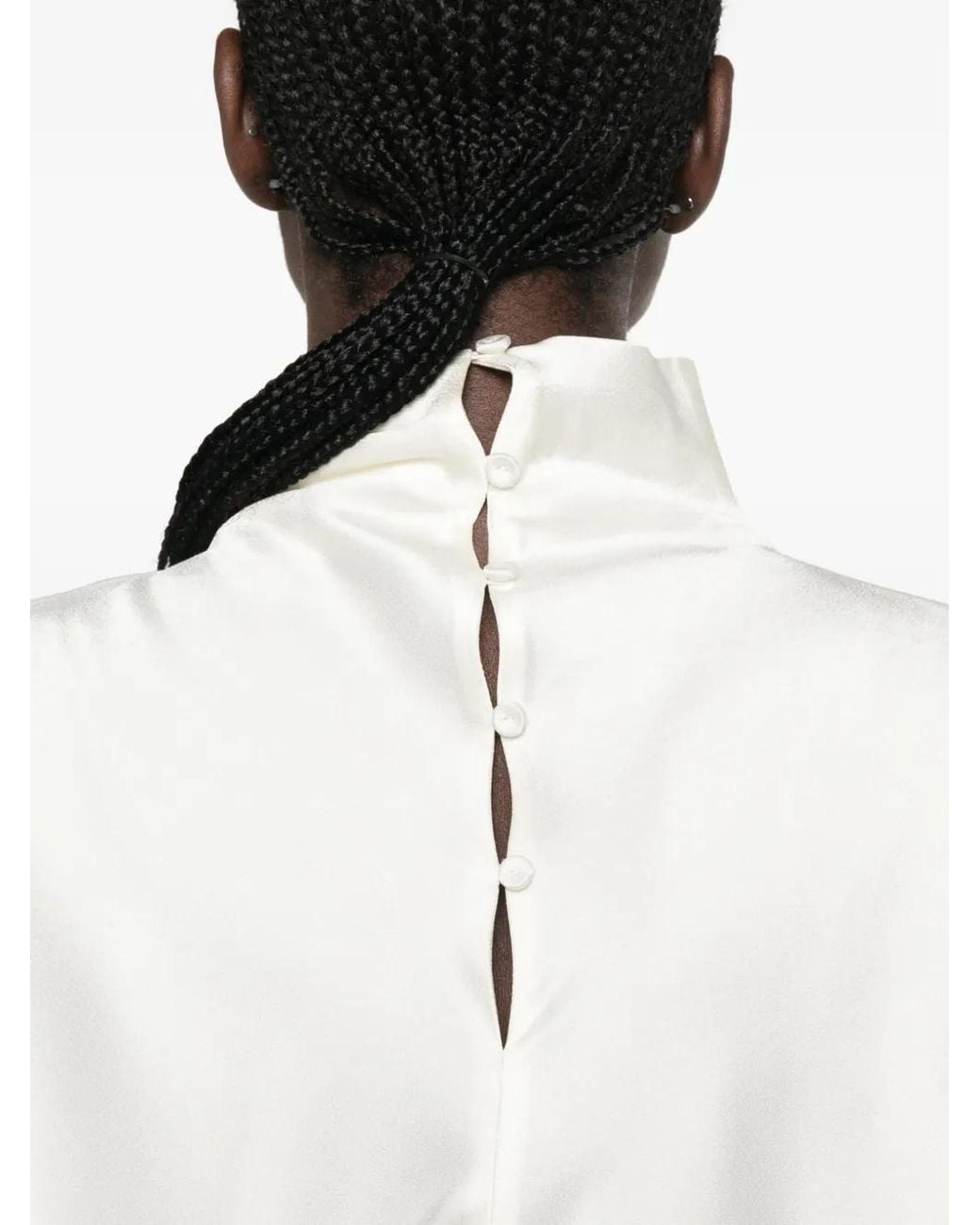 Rohe White High-Neck Button-Back Top