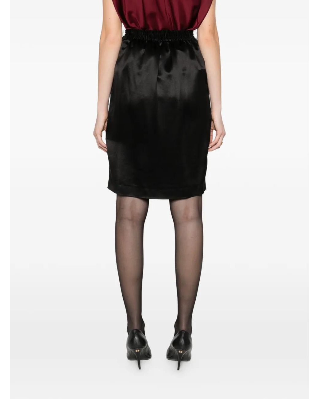 Saint Laurent Black Buttoned Belted Mini Skirt