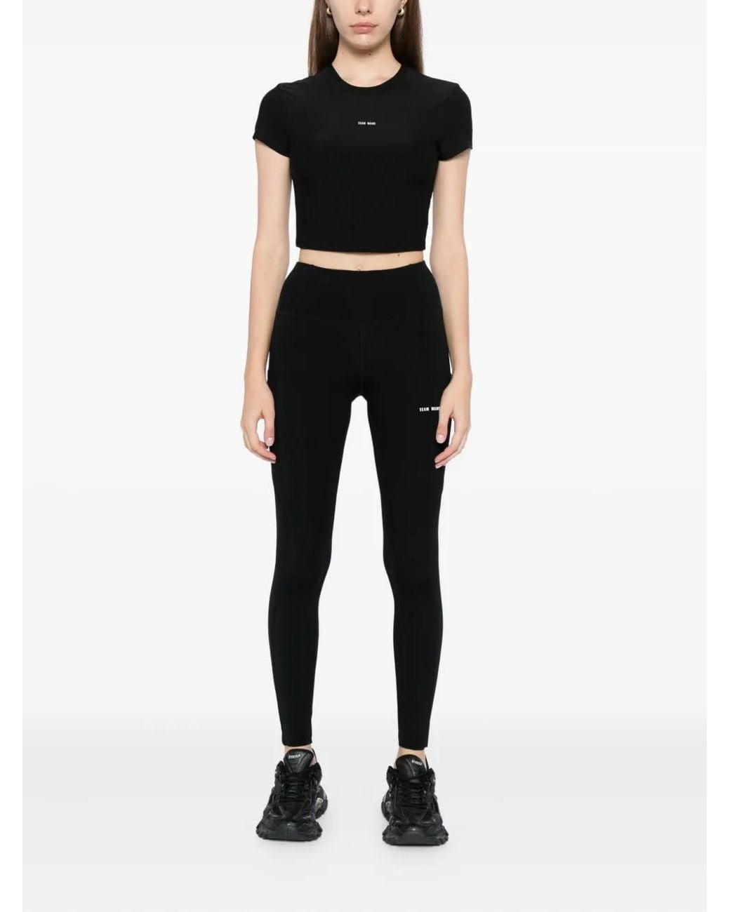 TEAM WANG design Black Logo-Printed Legging
