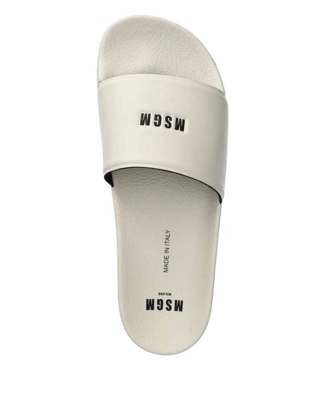 MSGM White Logo-Print Slides for men
