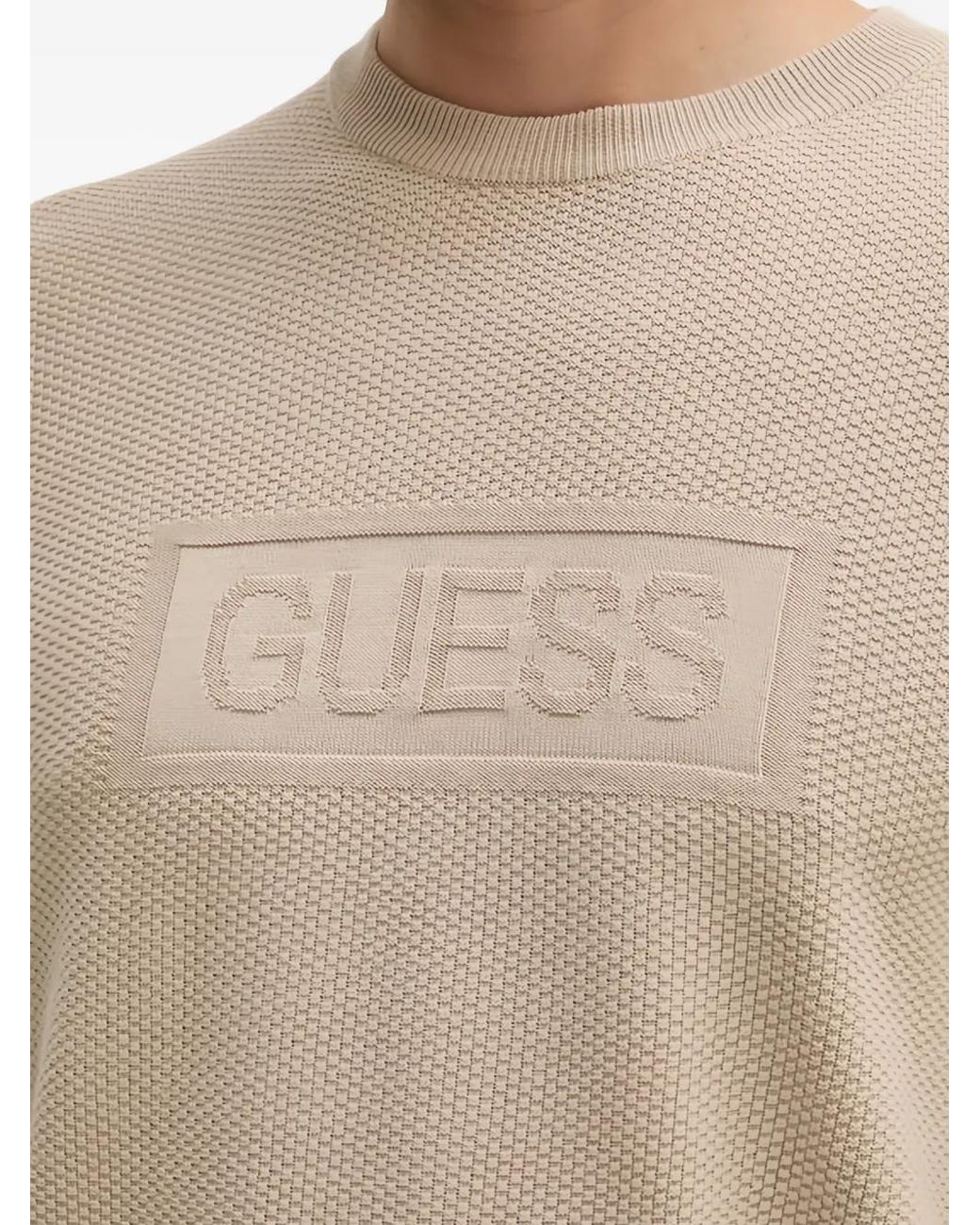 Guess Natural Embossed Textured Sweater for men