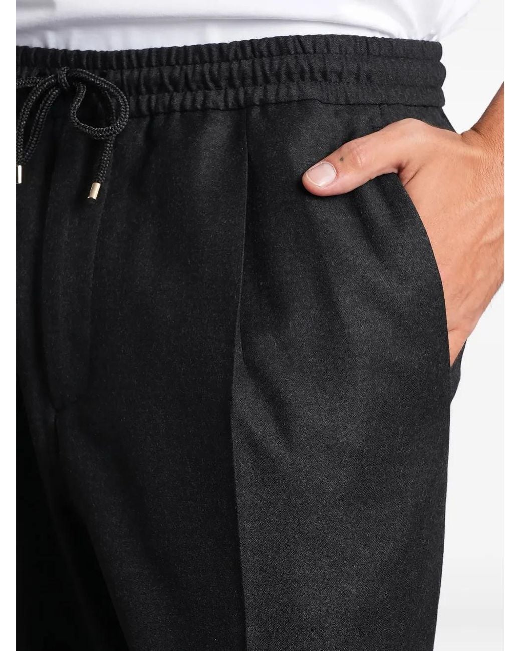Briglia 1949 Black Drawstring Pleated Trousers for men