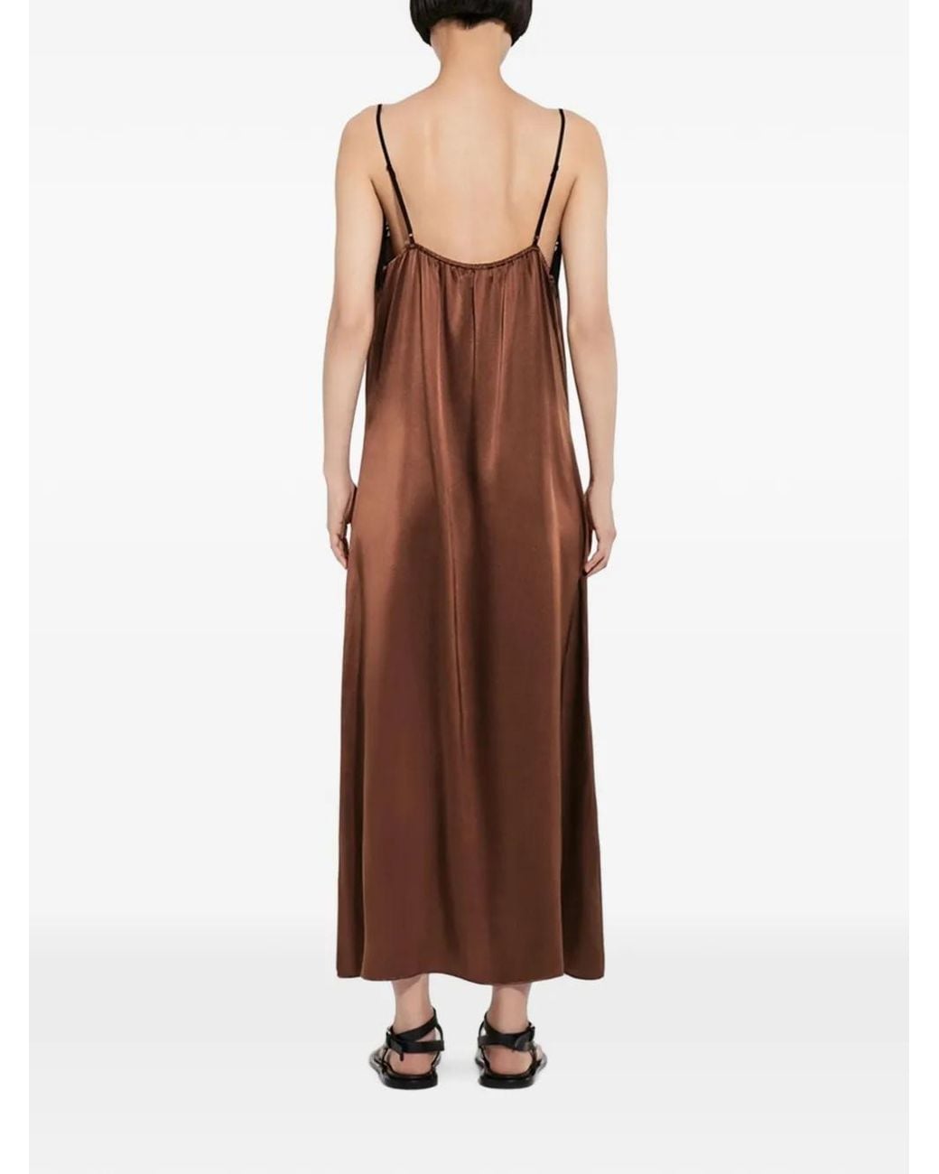 Co. Brown Lace-Trim Spaghetti-Strap Maxi Dress