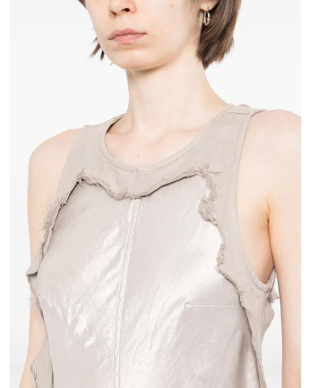 Haikure White Toto Frayed-Edge Dress