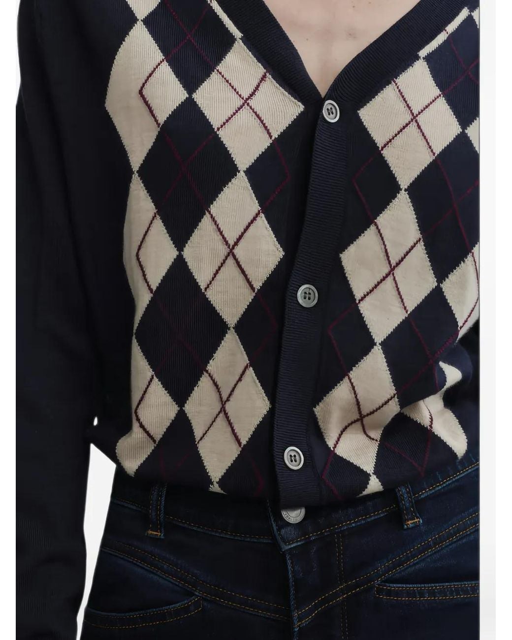 DL1961 Blue Argyle V-Neck Cardigan