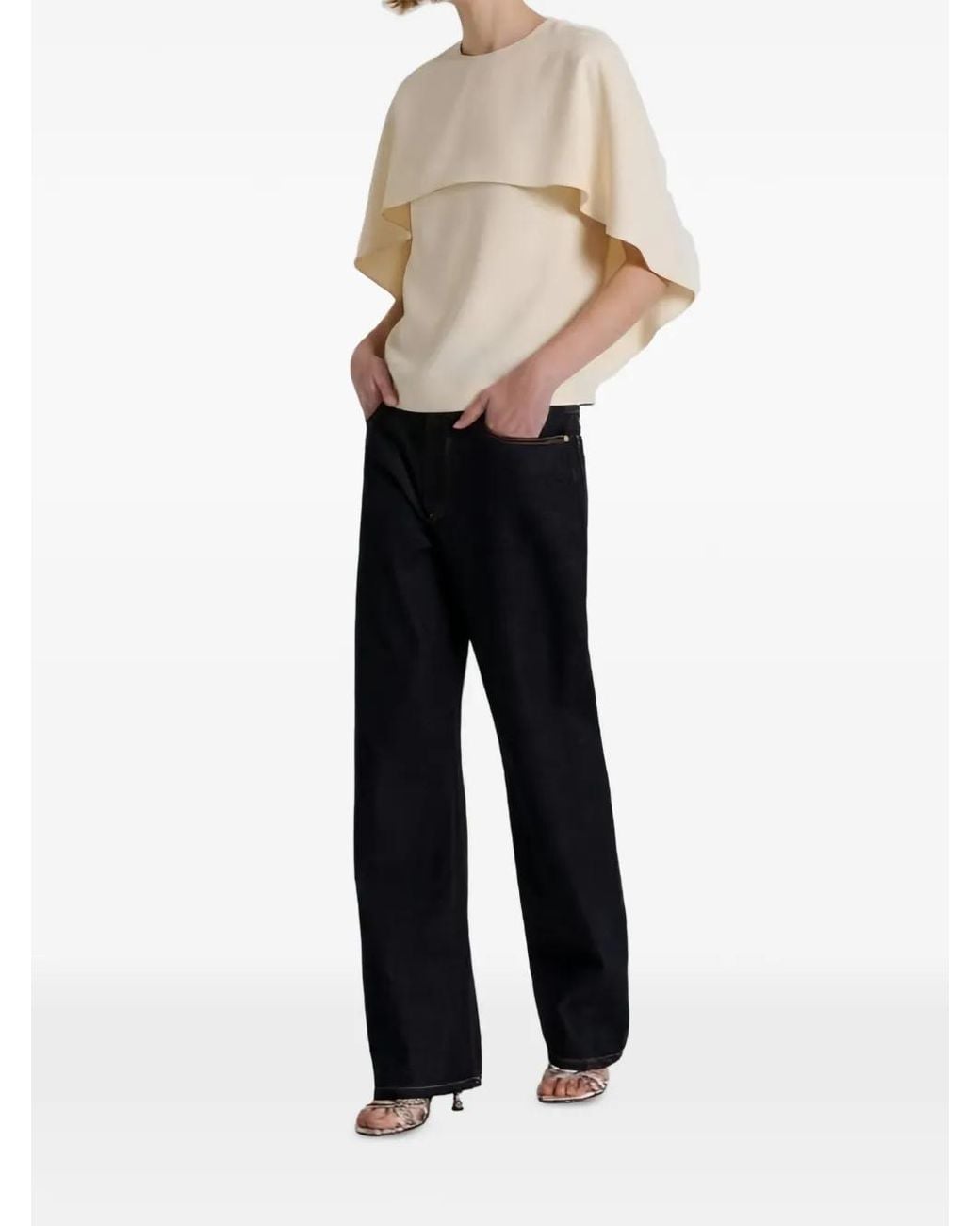 Alberta Ferretti Cape-Panel Blouse in Natural | Lyst