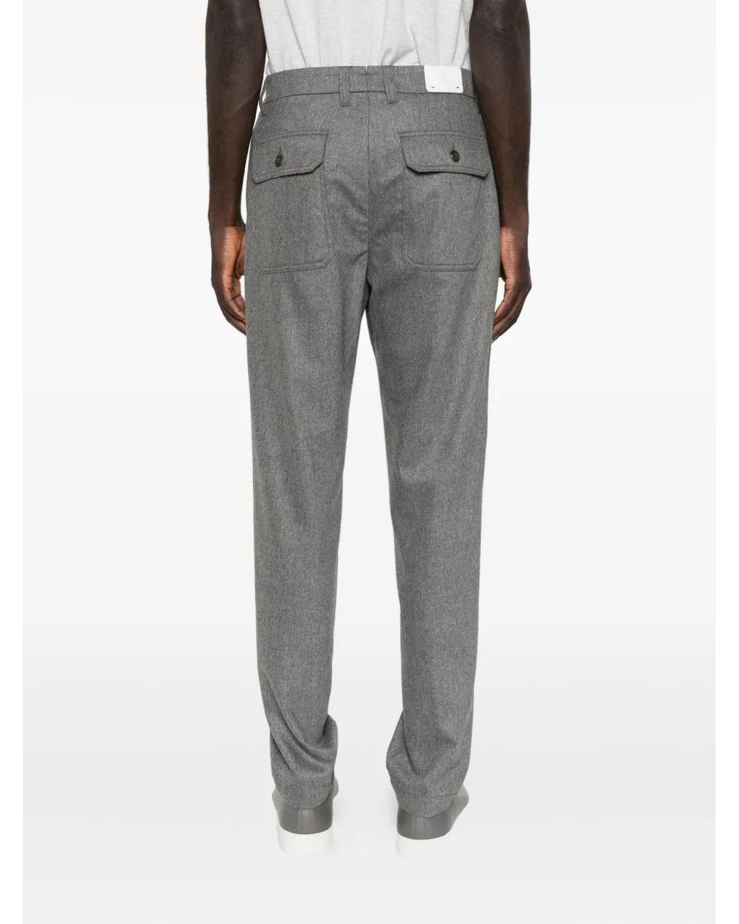 Eleventy Gray Pleated Wool Trousers for men