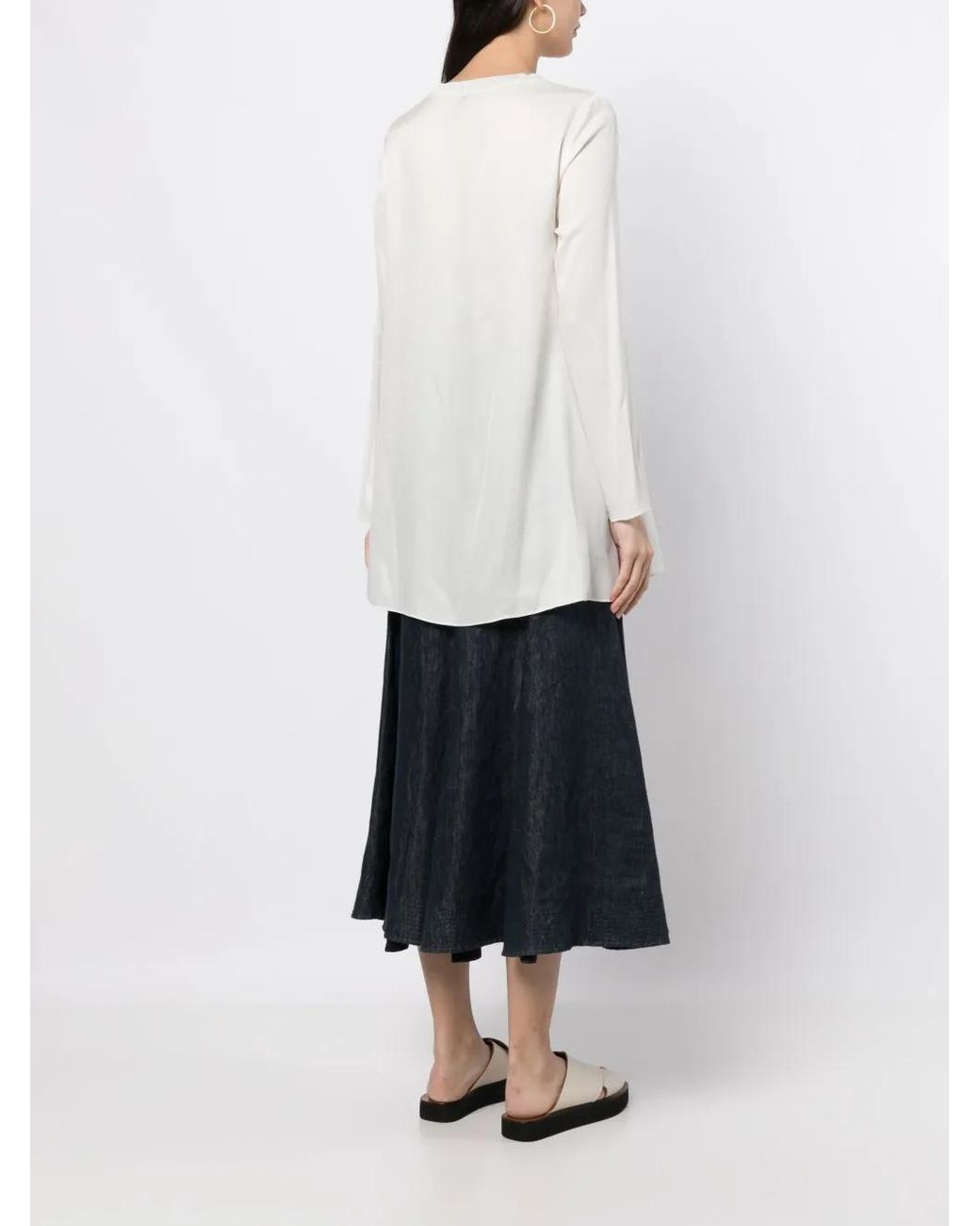 Lorena Antoniazzi White Long-Sleeve Tunic Top