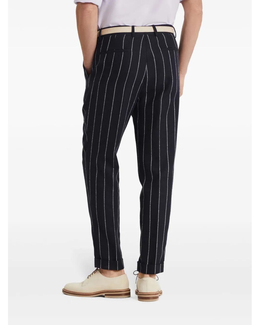 Brunello Cucinelli Blue Striped Trousers for men