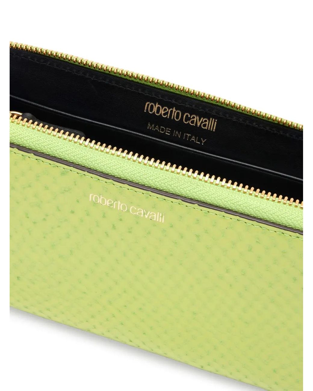 Roberto Cavalli Green Leather Wallet