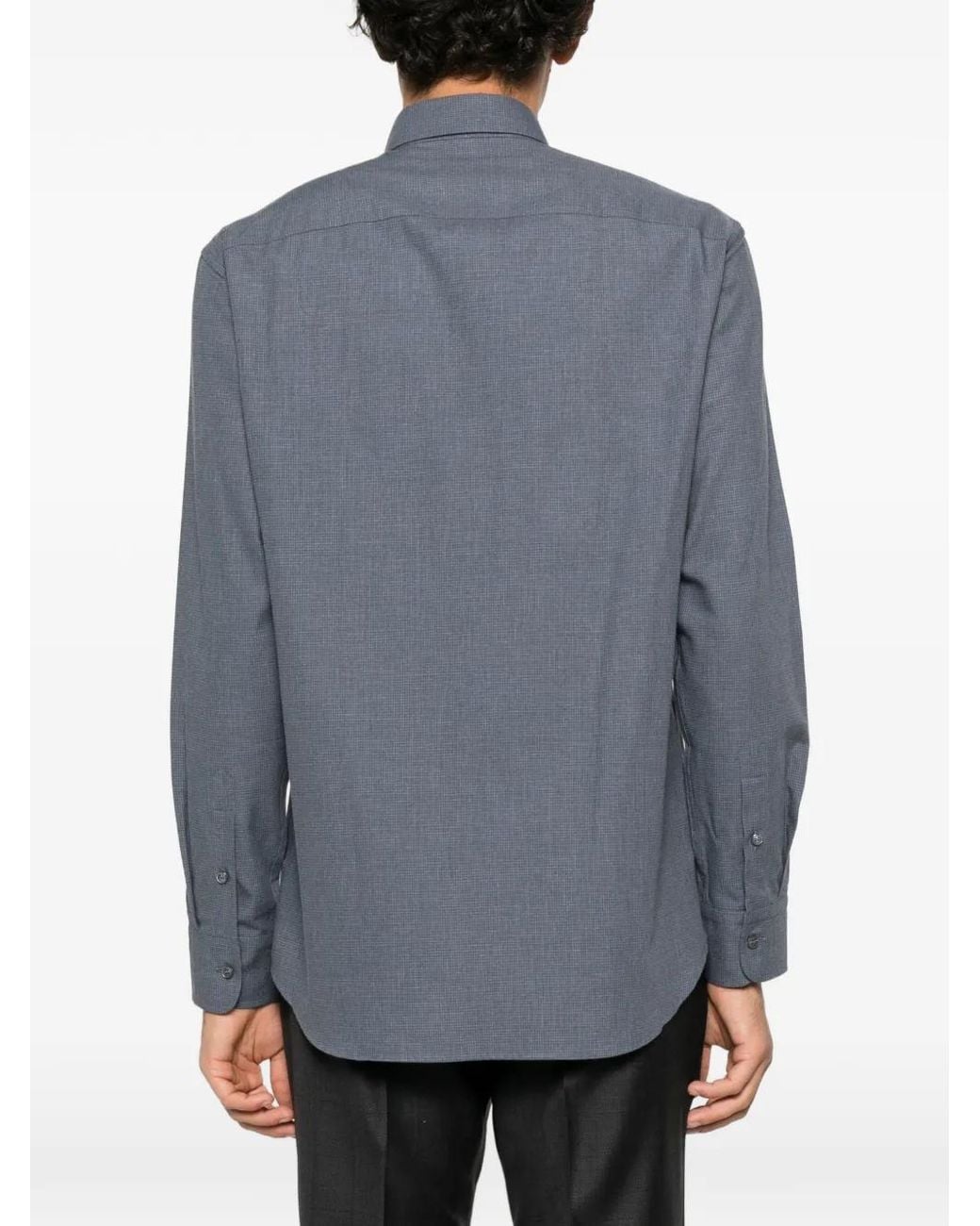 Brioni Blue Button-Down Long-Sleeve Shirt for men