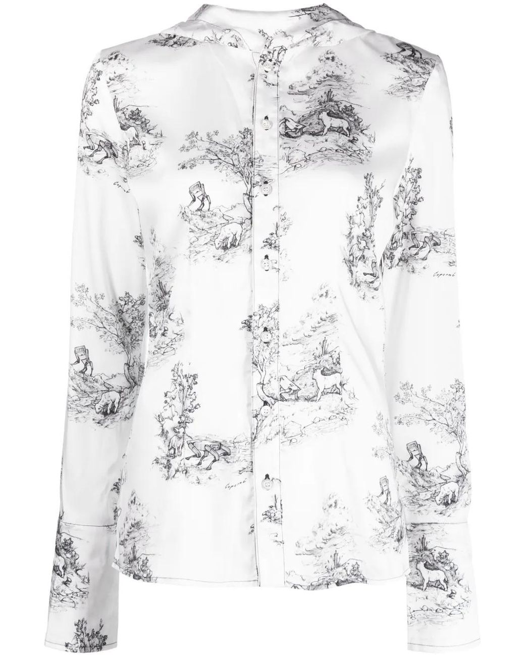 Coperni White Graphic-Print Hooded Blouse
