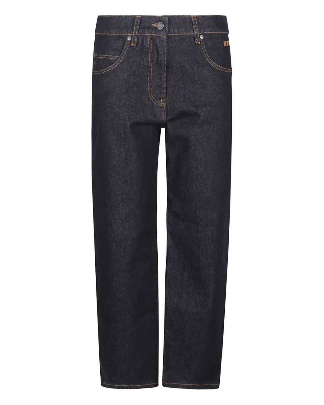 MSGM Blue Logo-Plaque Straight-Leg Jeans