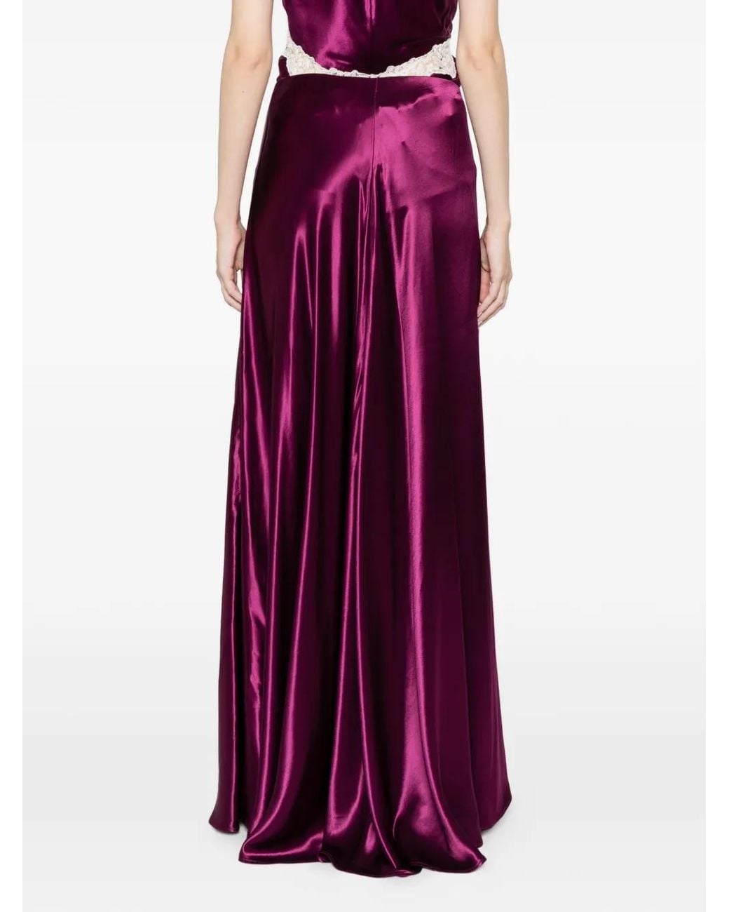 Alberta Ferretti Purple High-Waisted Long Skirt