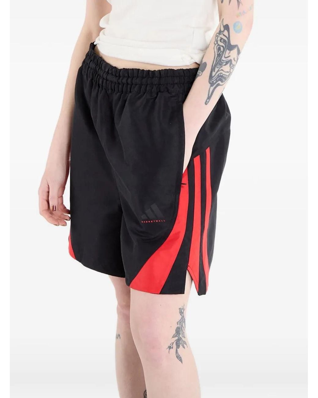 Adidas Black Short De Basketball À Empiècements Contrastants