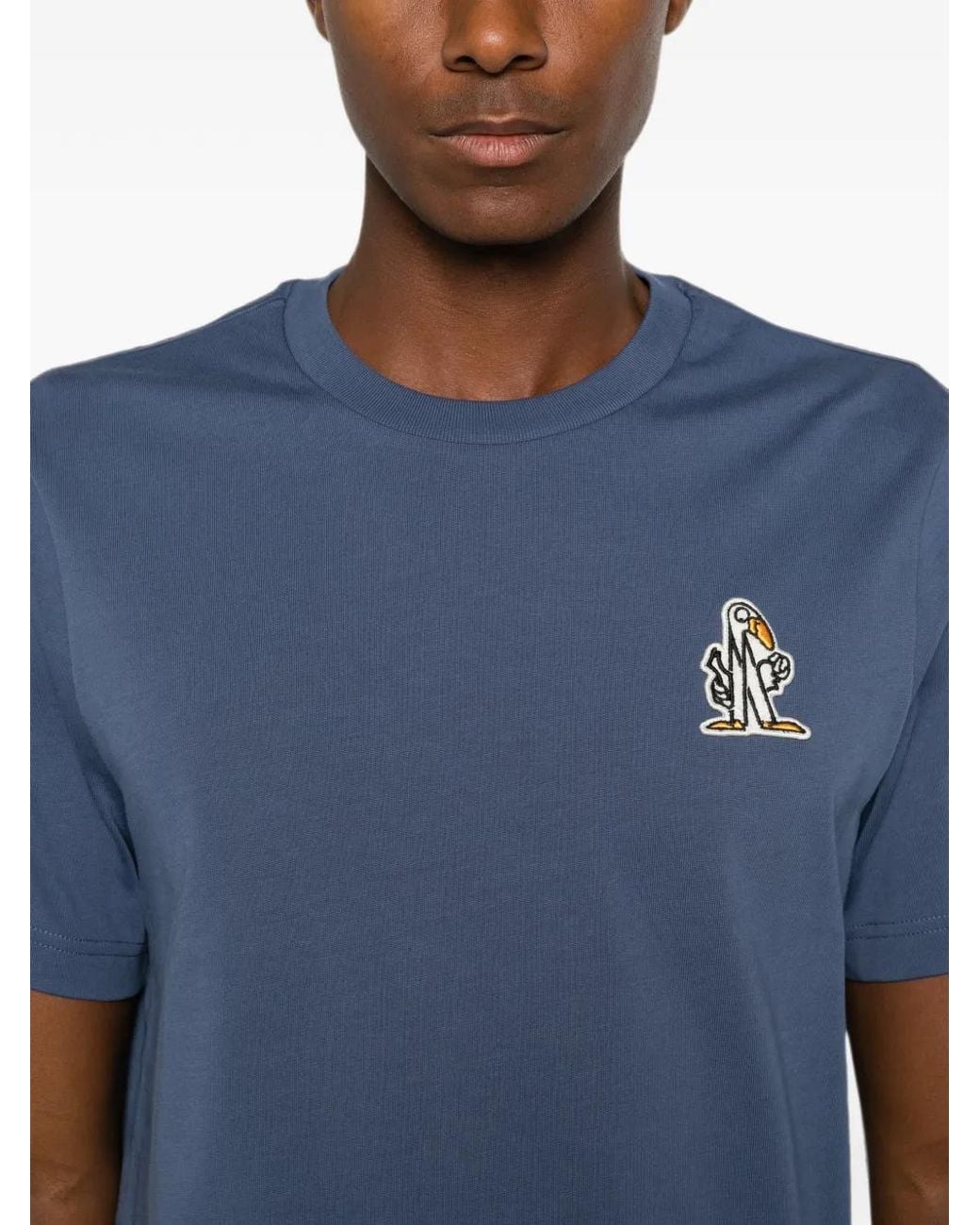 Moncler Katoenen T-Shirt Met Logo in het Blue voor heren