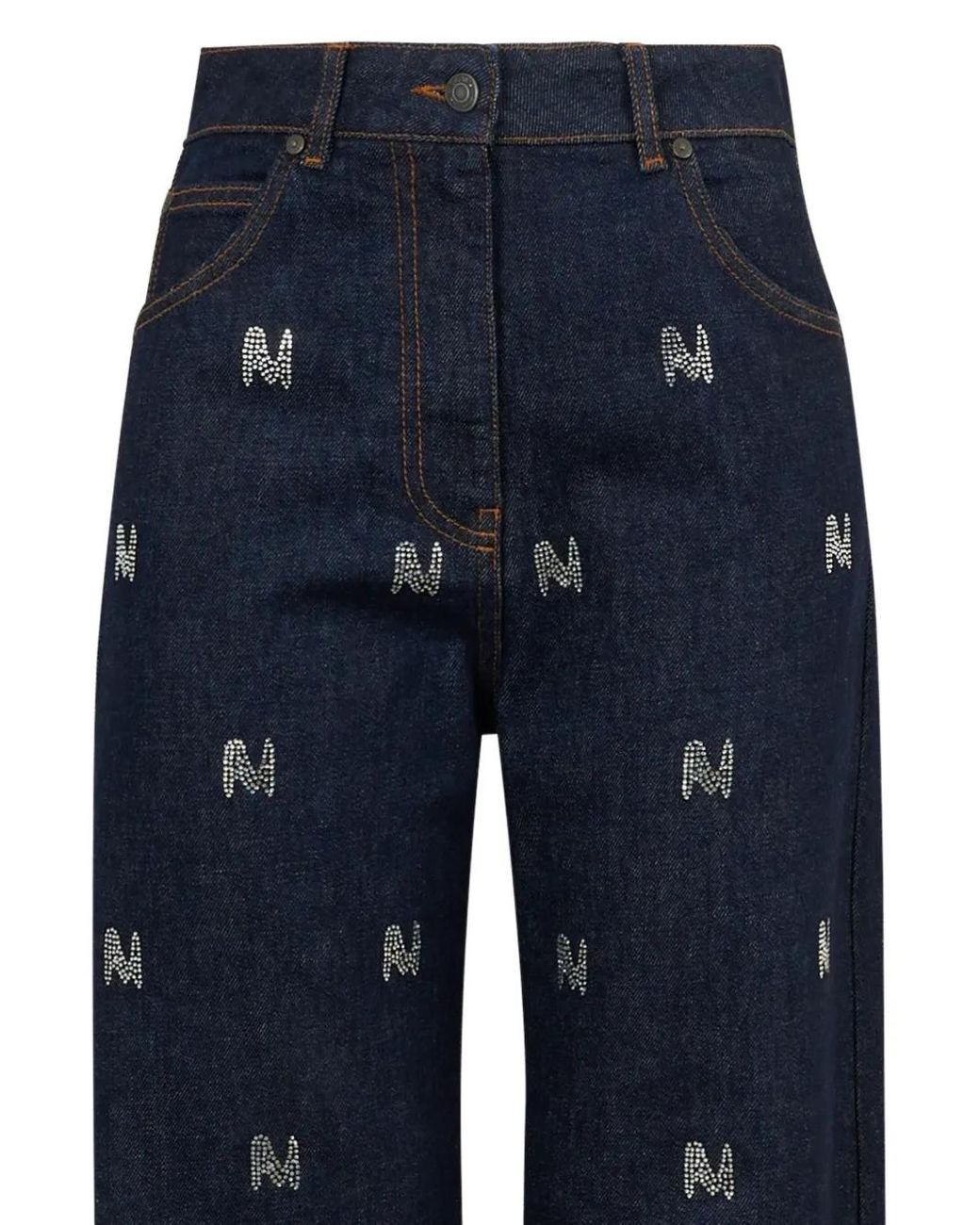 MSGM Blue Themwave Jeans Mit Strass