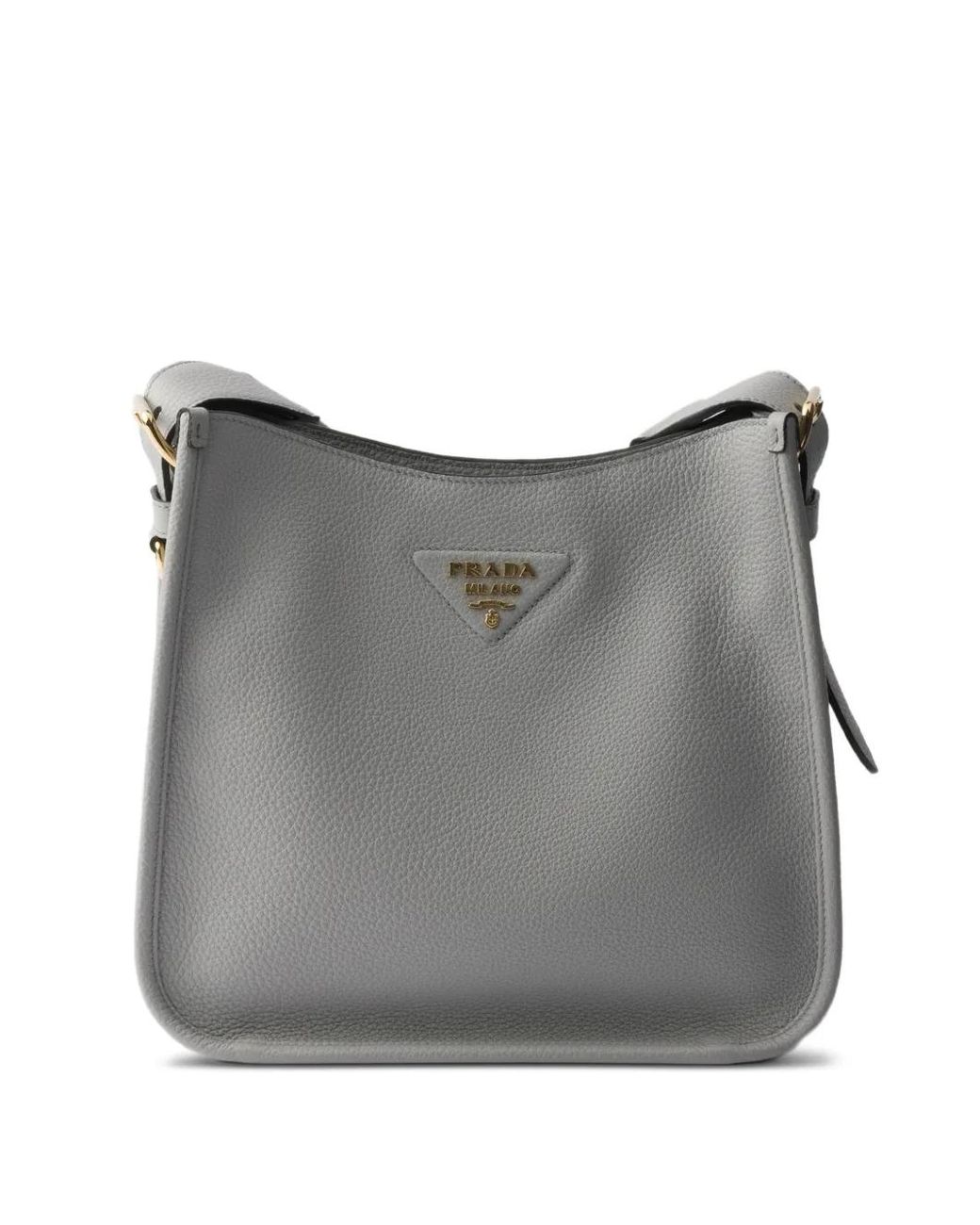 Prada Logo-Detail Leather Shoulder Bag in Grey | Lyst UK