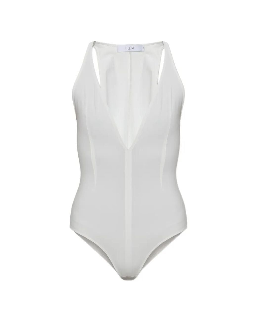 IRO White Abysse Plunge-Neck Bodysuit