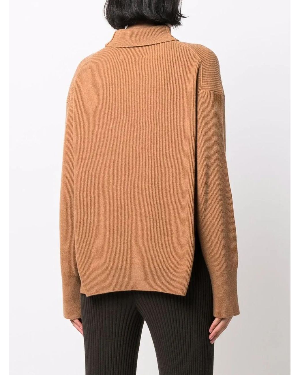 Nanushka Brown Roll-Neck Ribbed-Knit Jumper