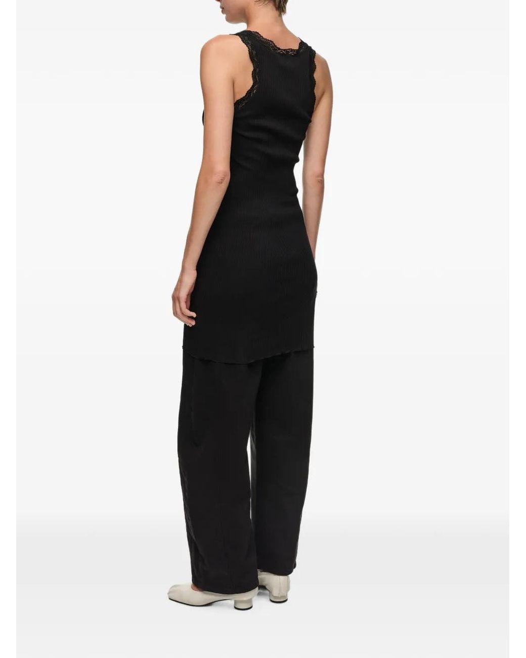 Bimba Y Lola Black Long Ribbed Vest Top