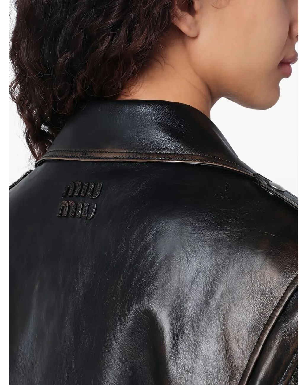 Miu Miu Black Leather Biker Jacket