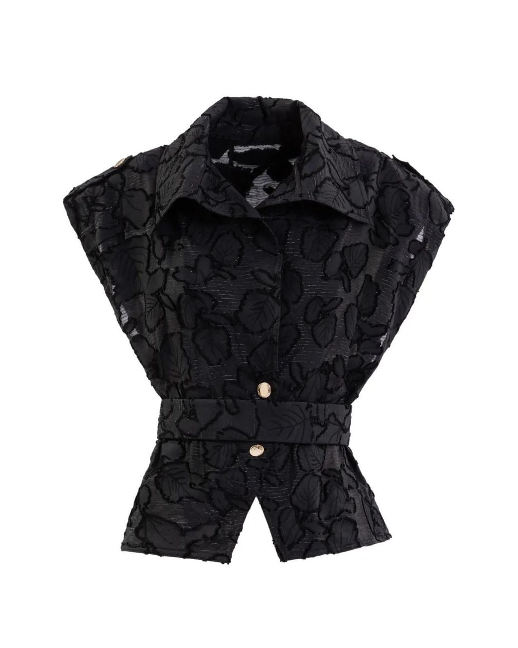 Saiid Kobeisy Black Textured Blouse And Trousers Set