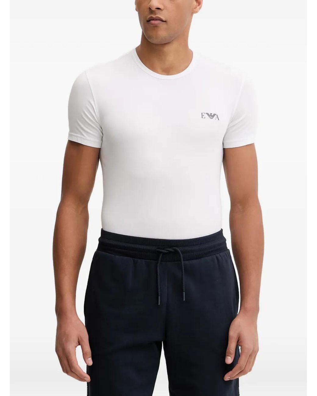 Emporio Armani White Two-Pack Of Jersey T-Shirts With Bold Monogram Logo for men