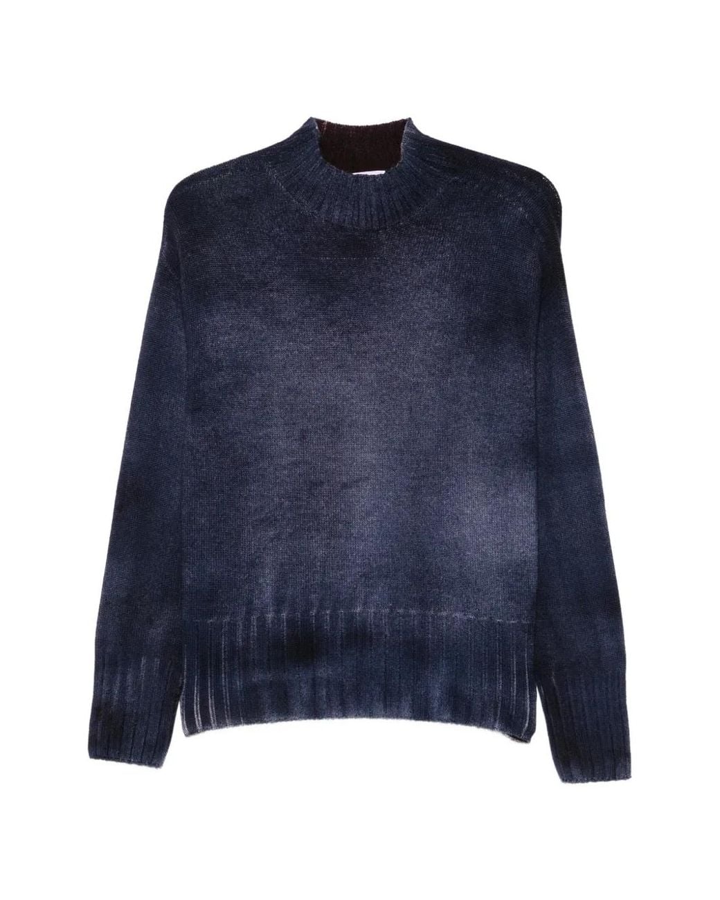 AROVESCIO Blue Long-Sleeve Ribbed Sweater