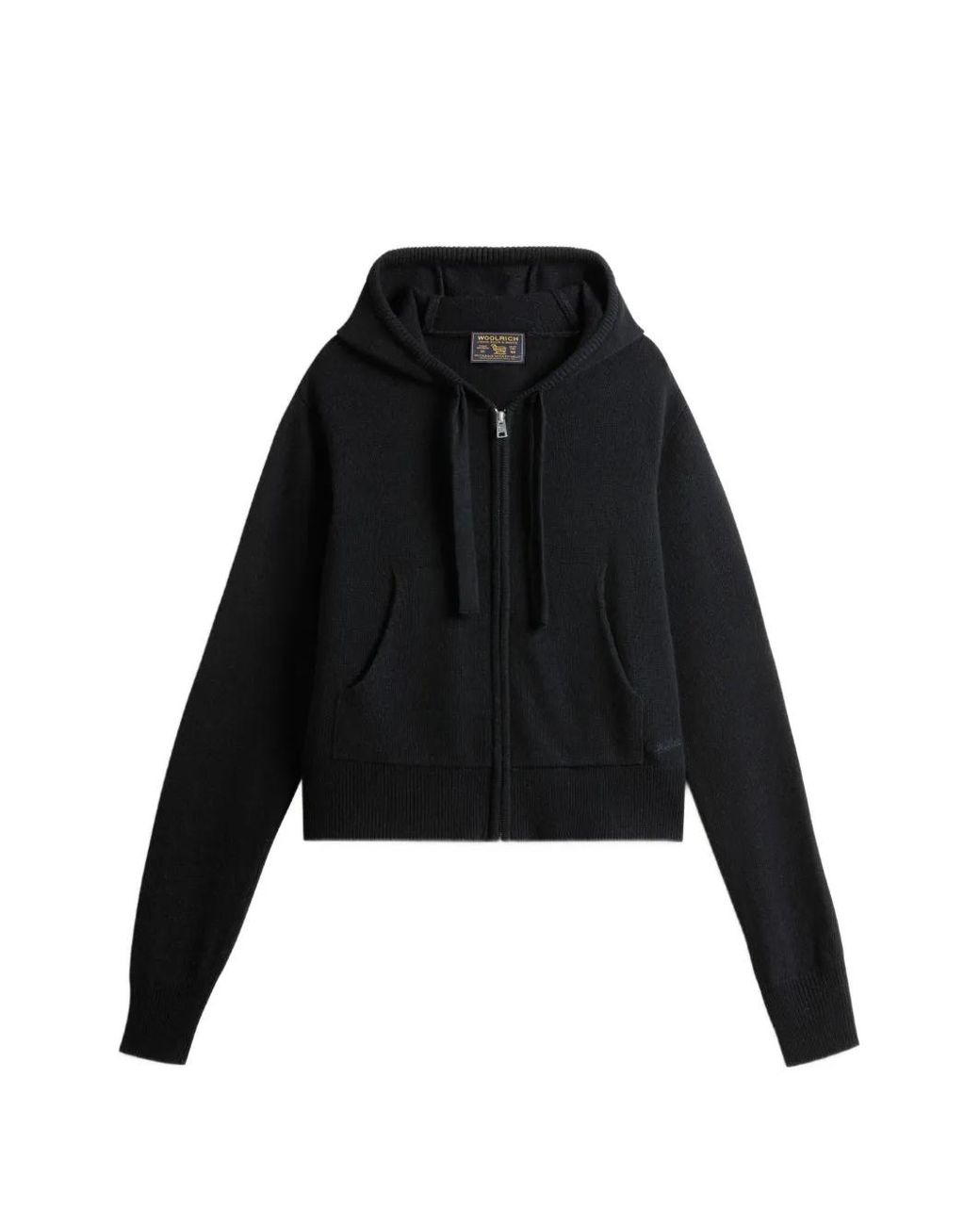 Woolrich Black Zip-Up Knit Hoodie