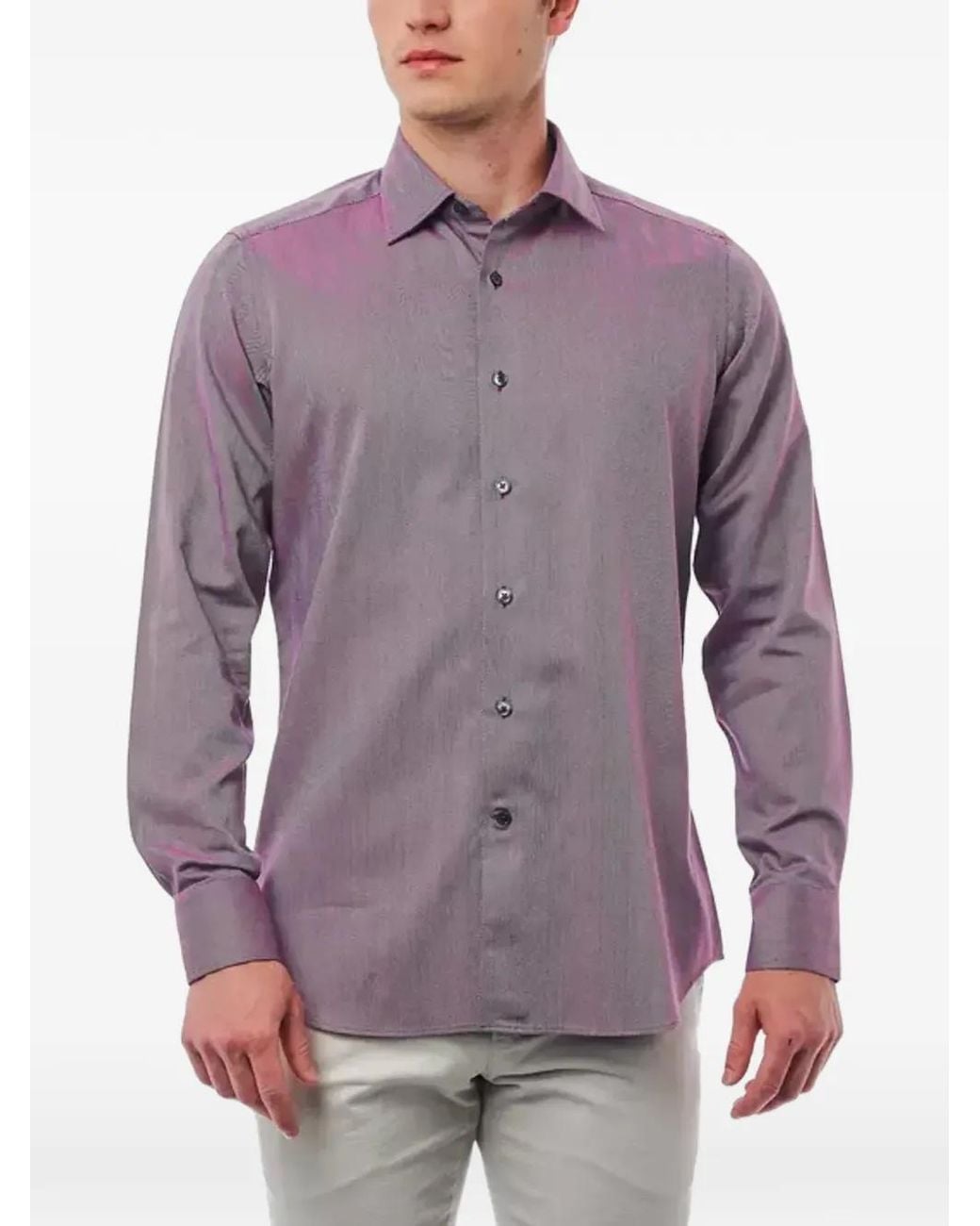 Bagutta Purple Herringbone Shirt for men