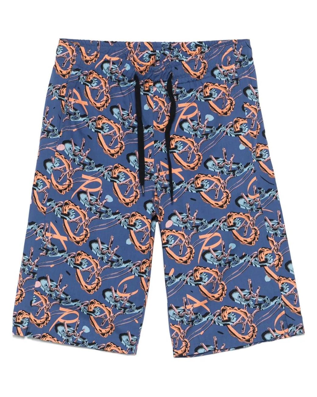 A.P.C. Blue Abstract-Print Deck Shorts for men