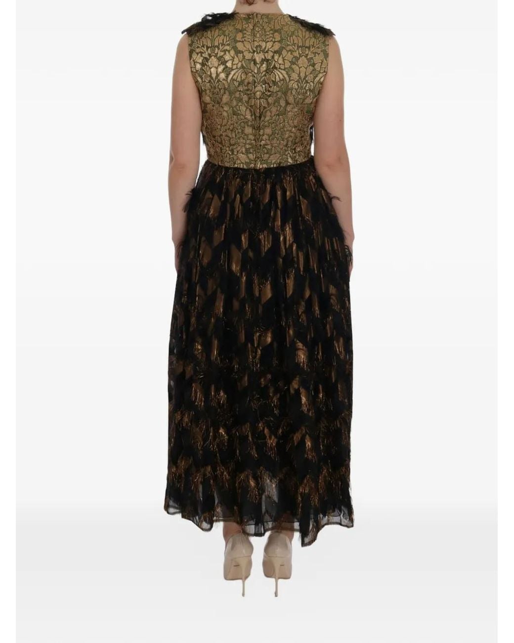 Dolce & Gabbana Black Embroidered Fringe-Trimmed Dress
