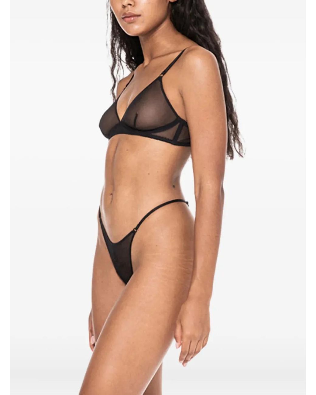 Zhilyova Gray Embroidered-Motif Thong
