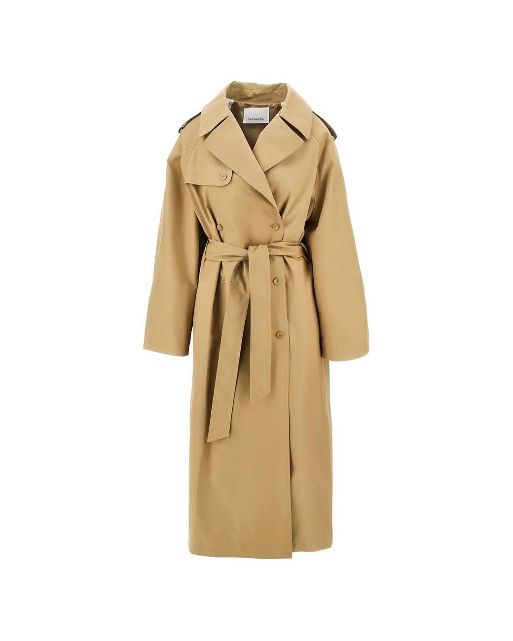 Frankie Shop Metallic Double-Breasted Belted Trench Coat