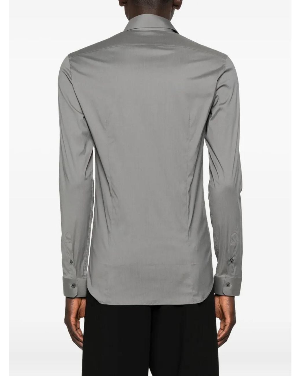 Patrizia Pepe Gray Slim-Fit Poplin Shirt for men