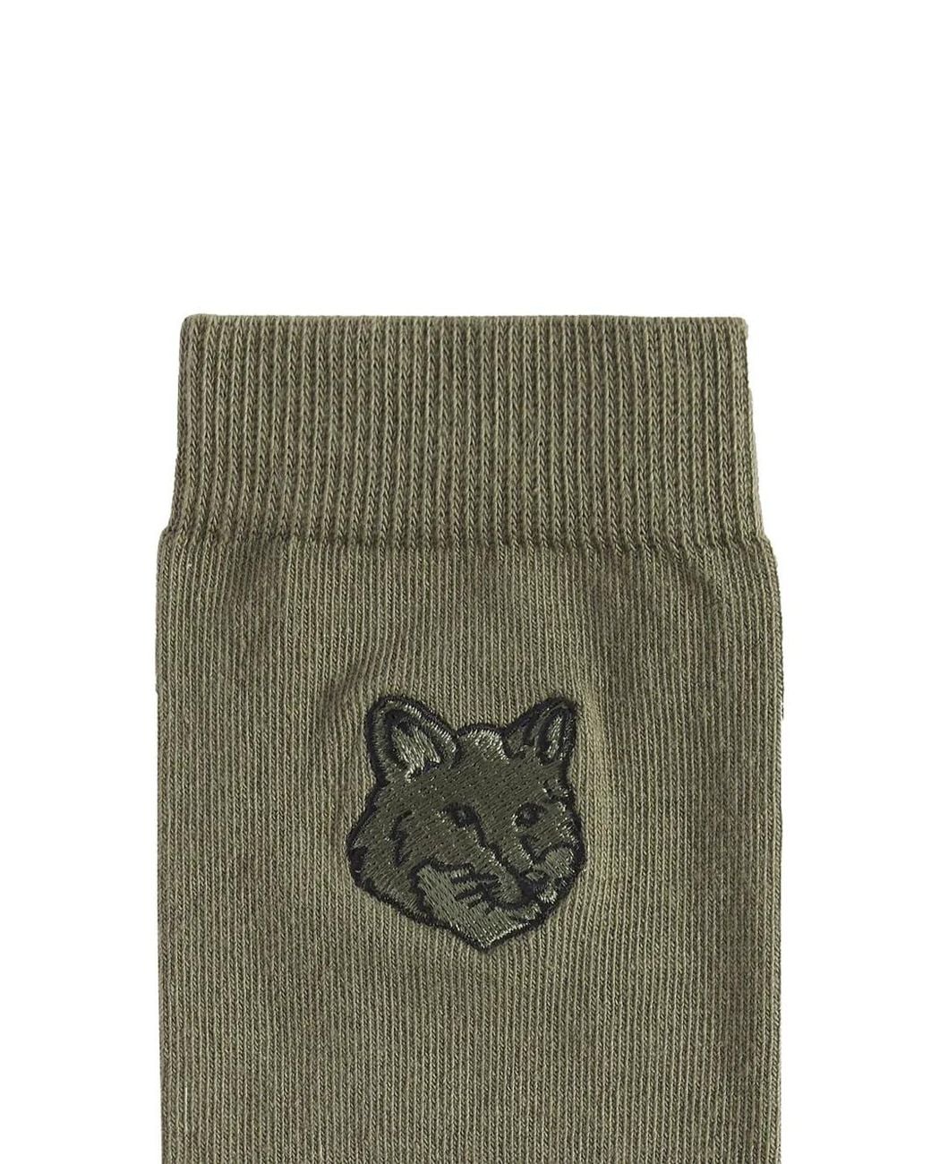 Maison Kitsuné Gray Fox Head Socks for men