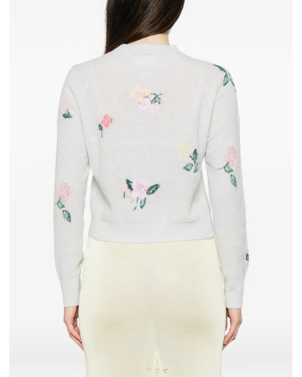 BERNADETTE White Clemence Flower-Embellishment Cardigan