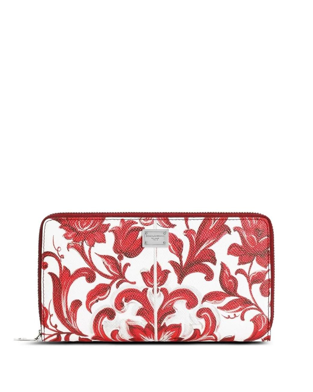 Dolce & Gabbana Red Majolica-Print Calfskin Wallet for men