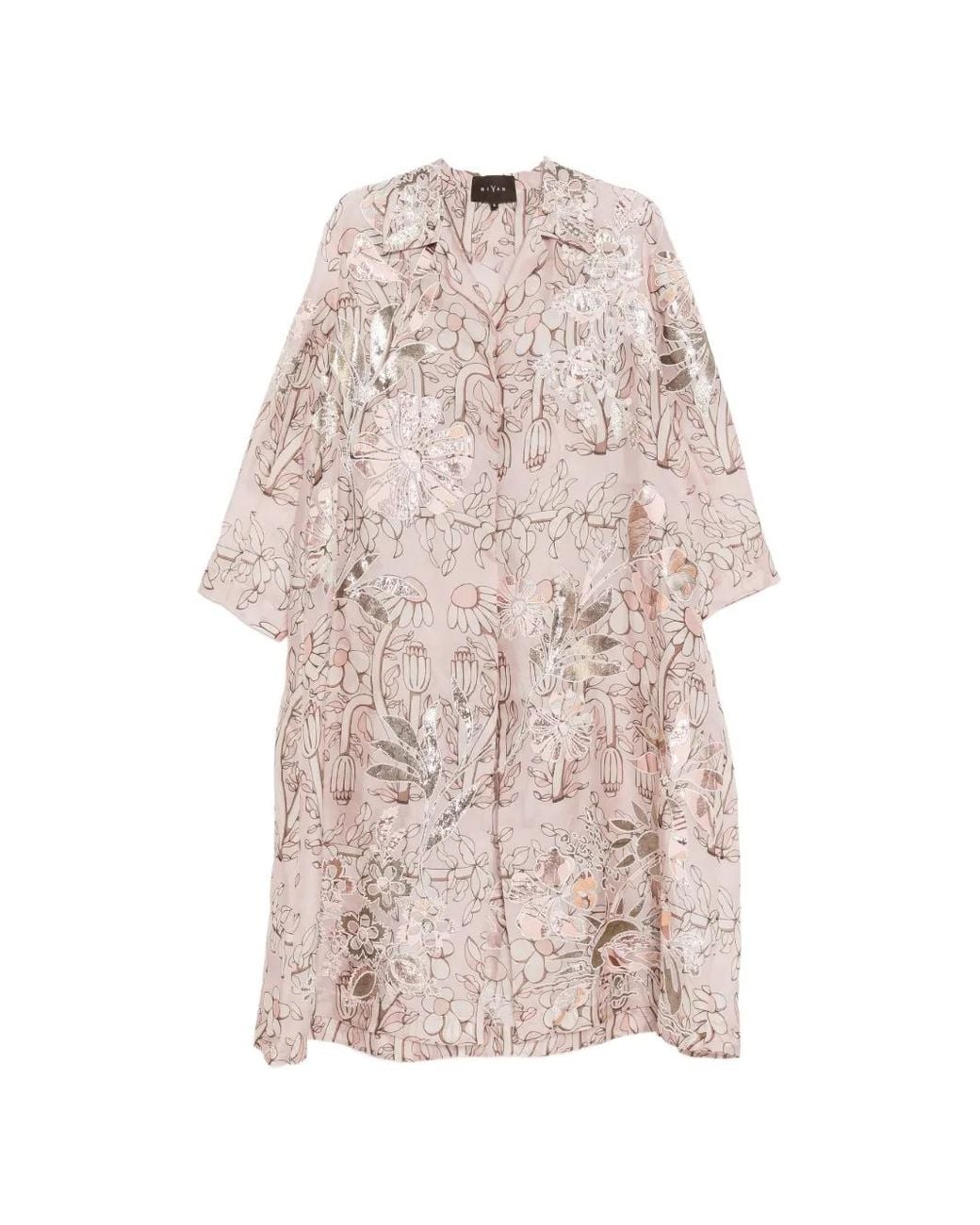 Biyan Pink Floral-Print Coat