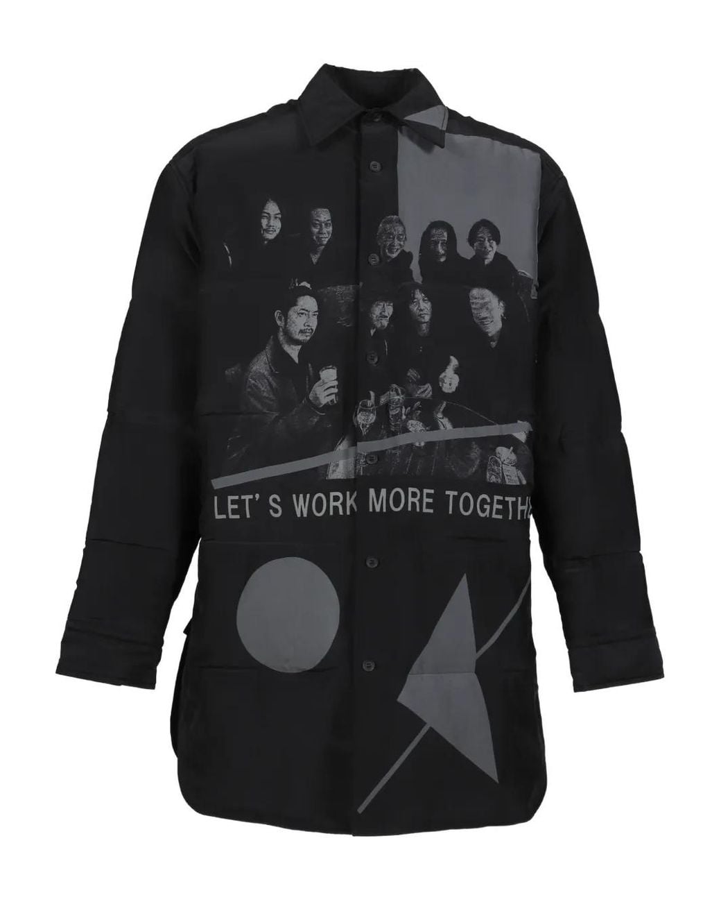 Yohji Yamamoto Black Graphic-Print Padded Jacket for men