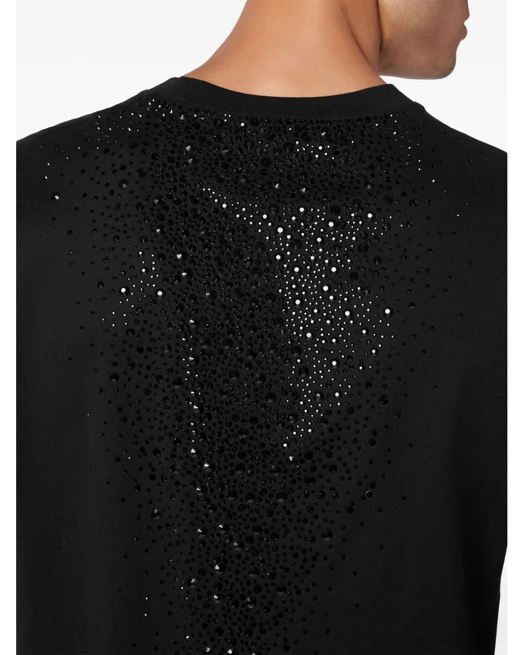 Philipp Plein Black Crystal-Embellished Cotton T-Shirt for men