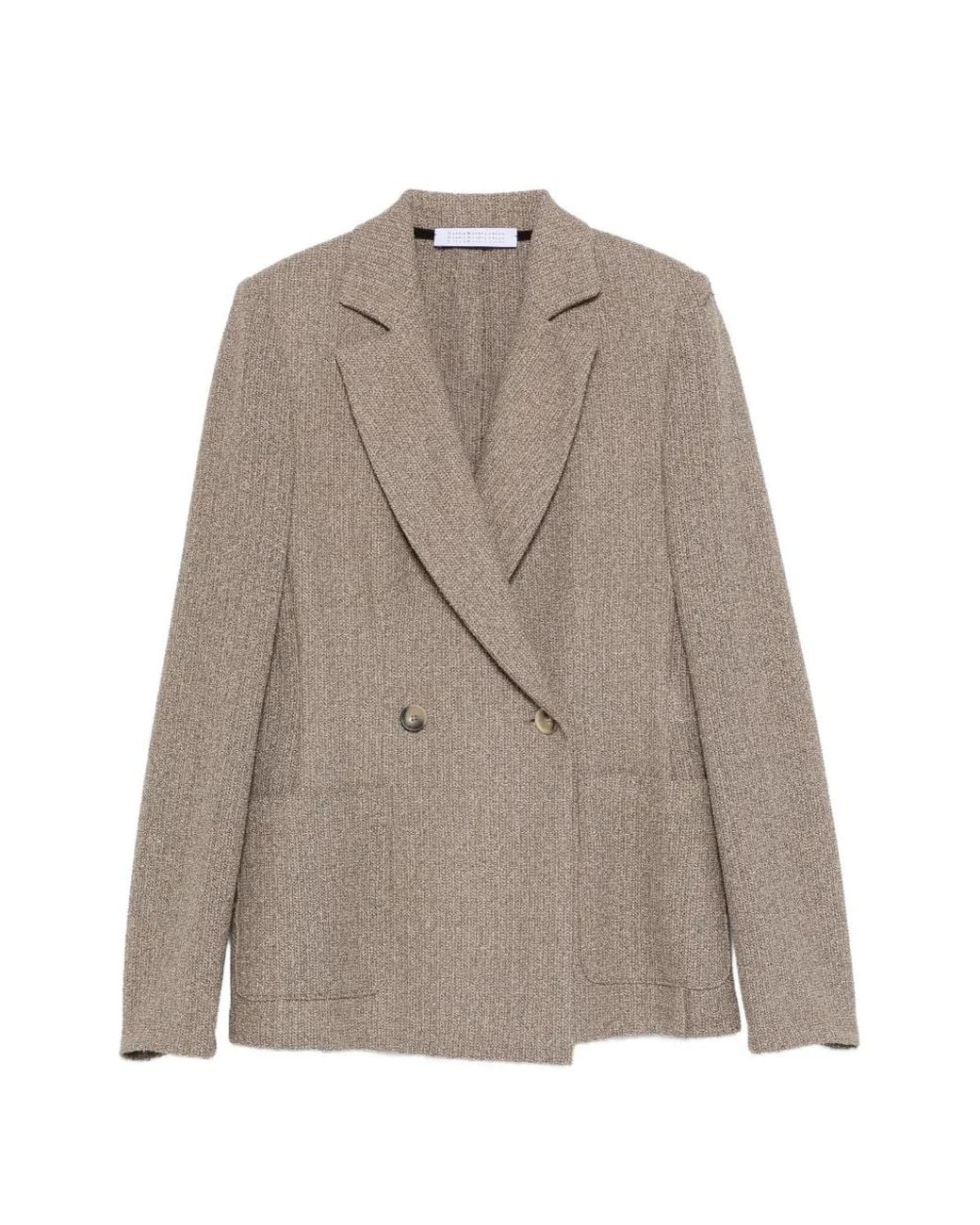 Harris Wharf London Brown Double-Breasted Blazer