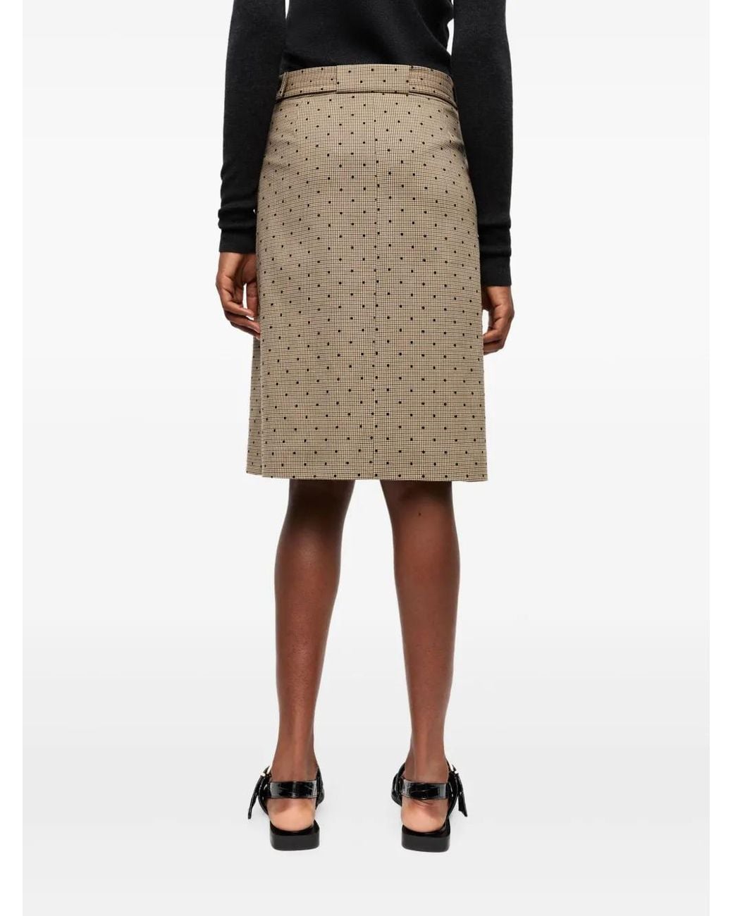 Ganni Brown Polka Dot-Print Skirt