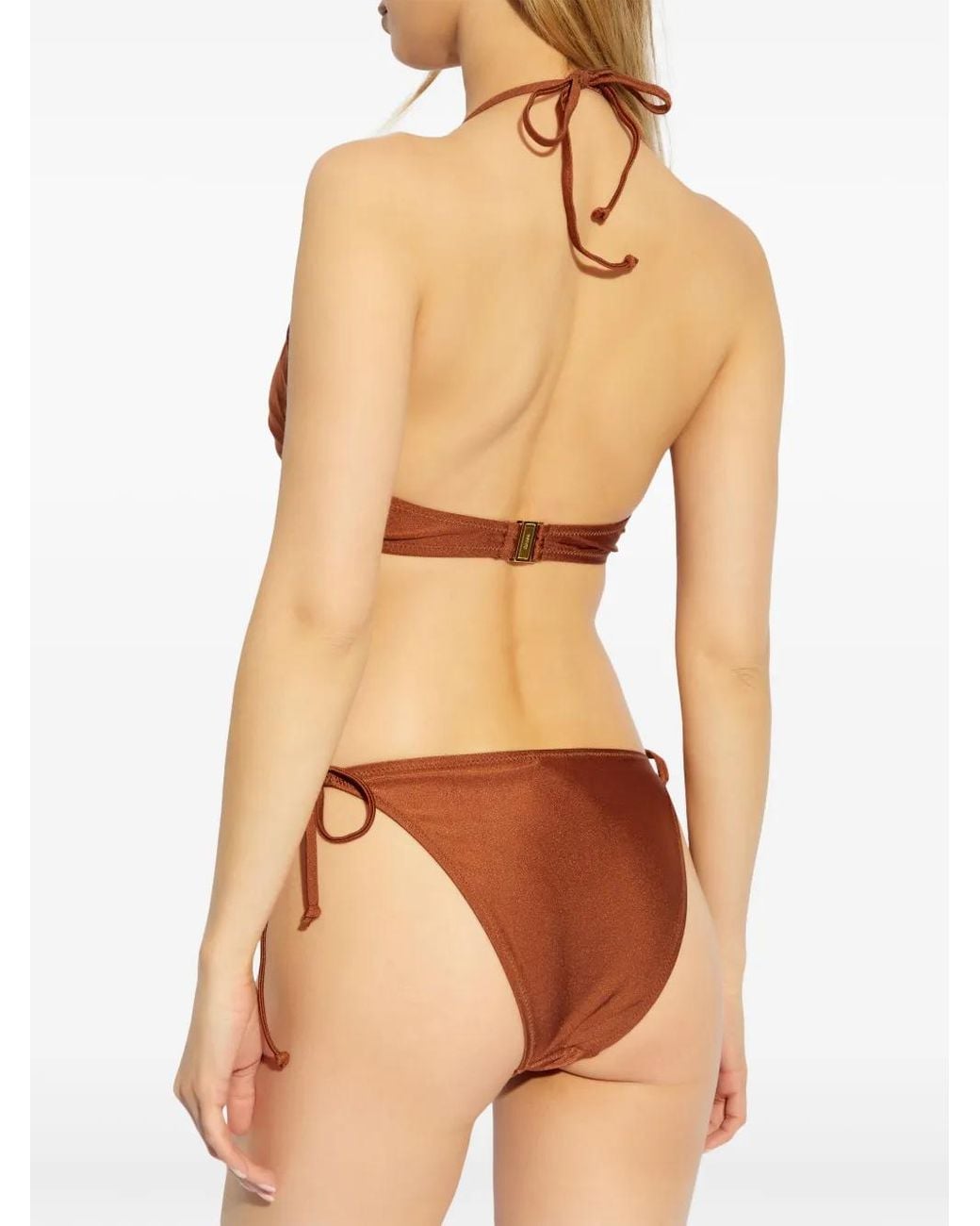 Ganni Brown Side-Tie Bikini Bottoms