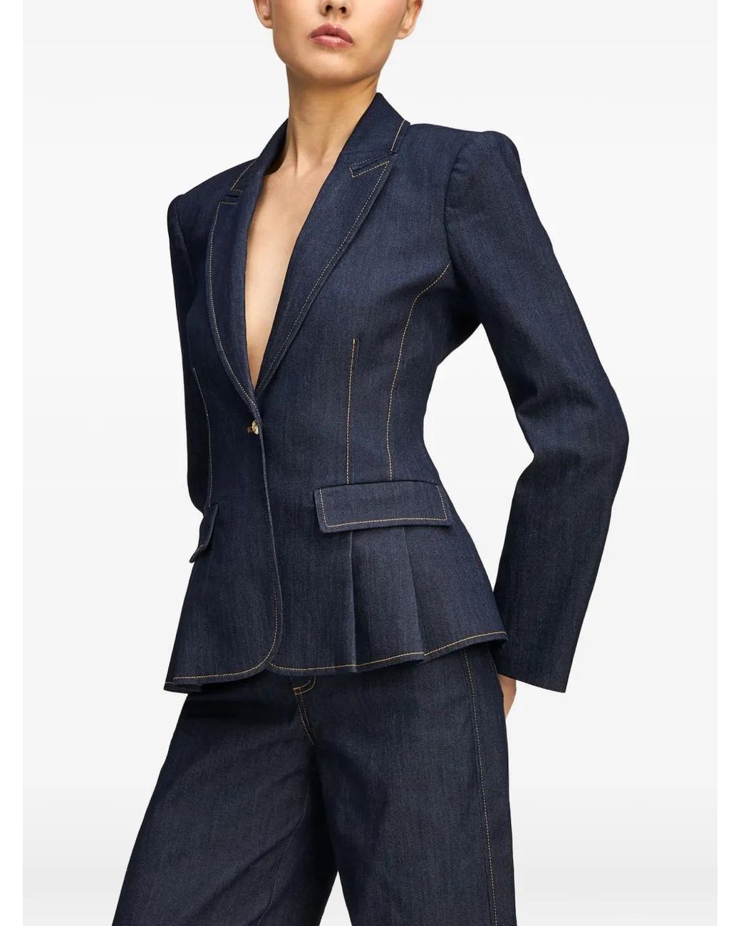 Cinq À Sept Blue Arlene Peplum Blazer